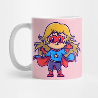 Cute Superhero Girl Cartoon Mug